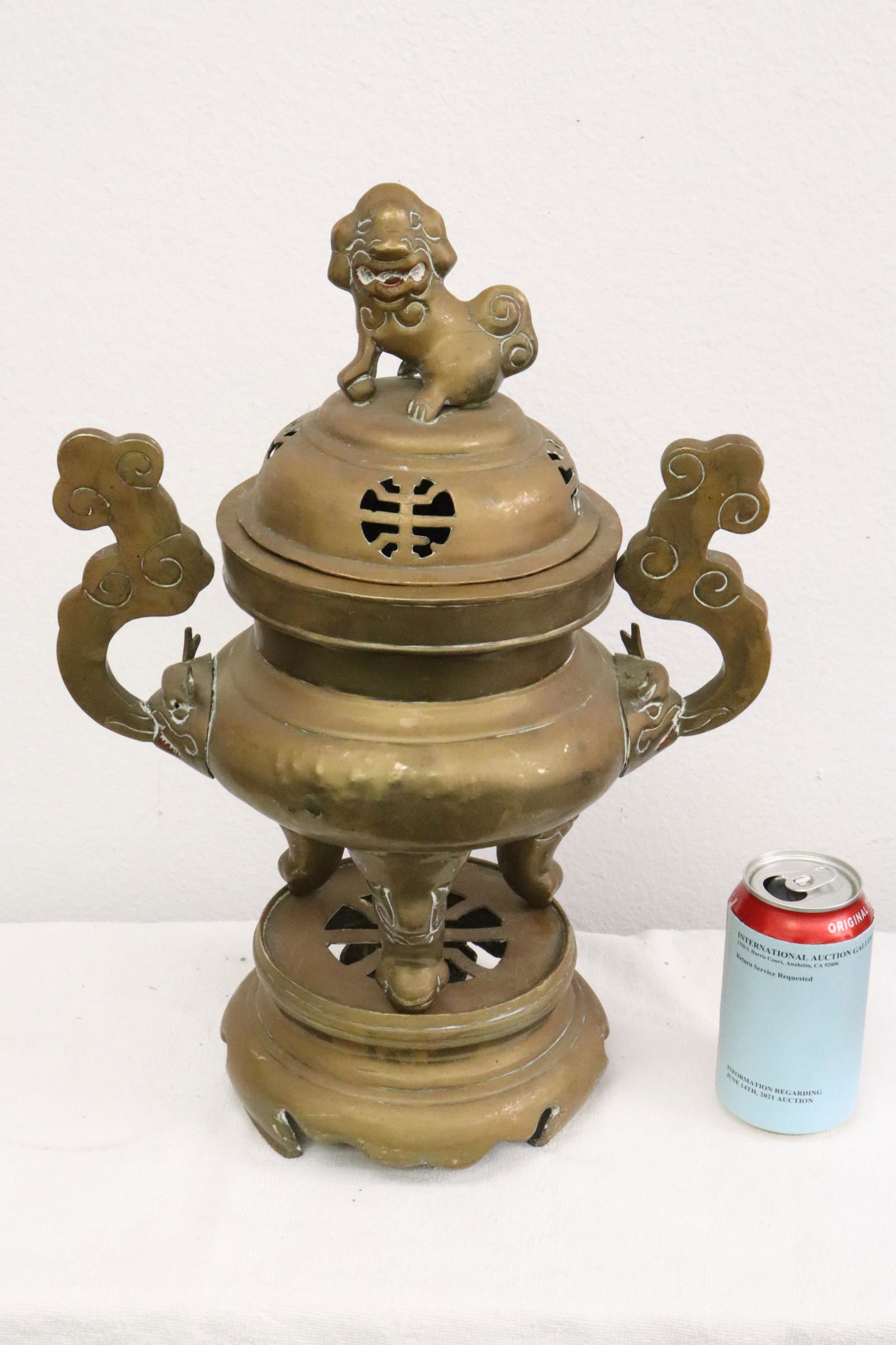 Large Chinese bronze/ brass censer (1 of 10)