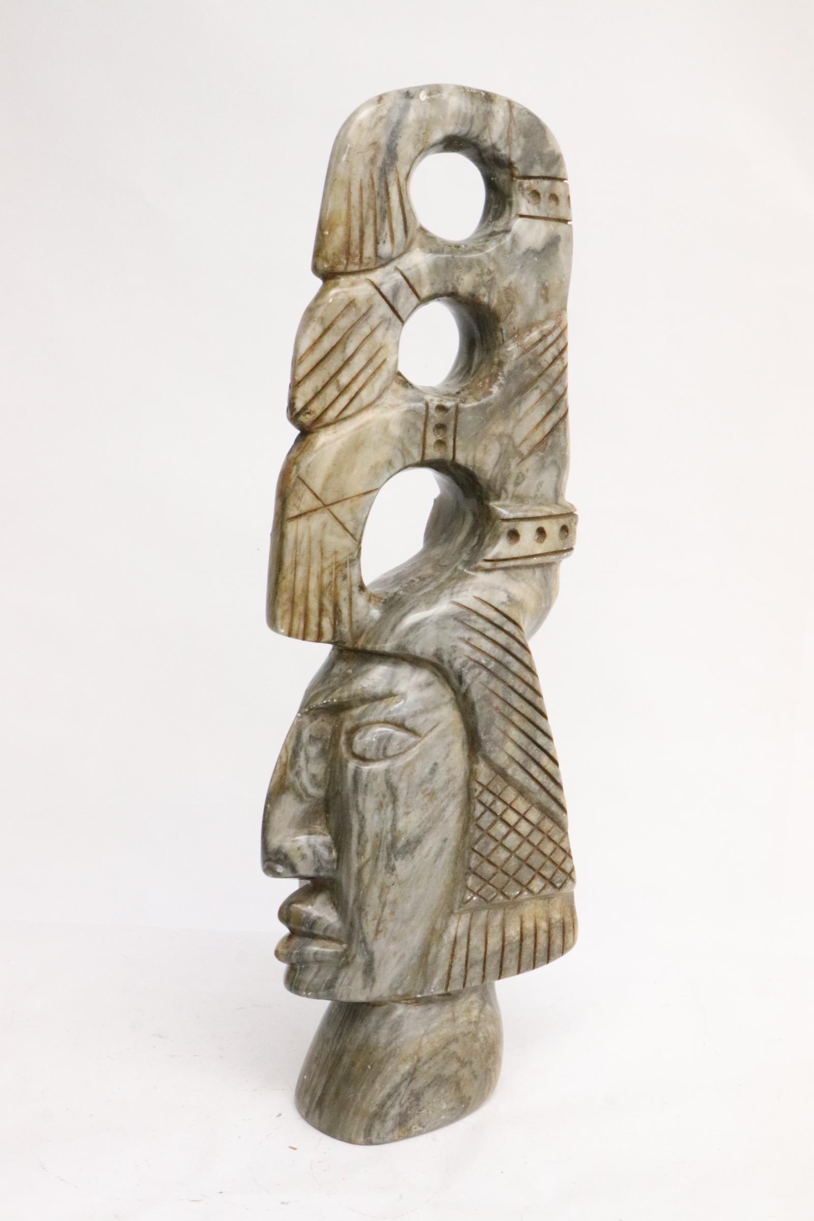 A large Mayan style stone carving: A large Mayan style stone carving, 16.3"H