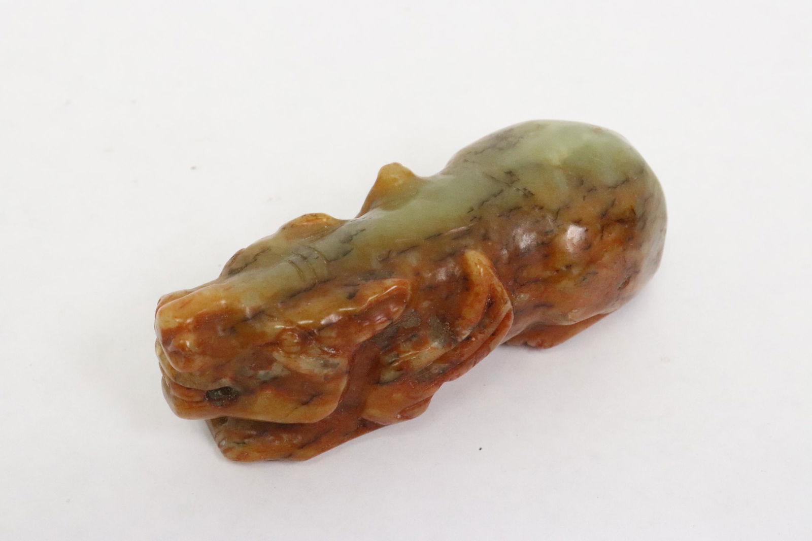 Chinese celadon jade carved qulin: Chinese celadon jade carved qulin, 1.2"x3.4"x1.3"