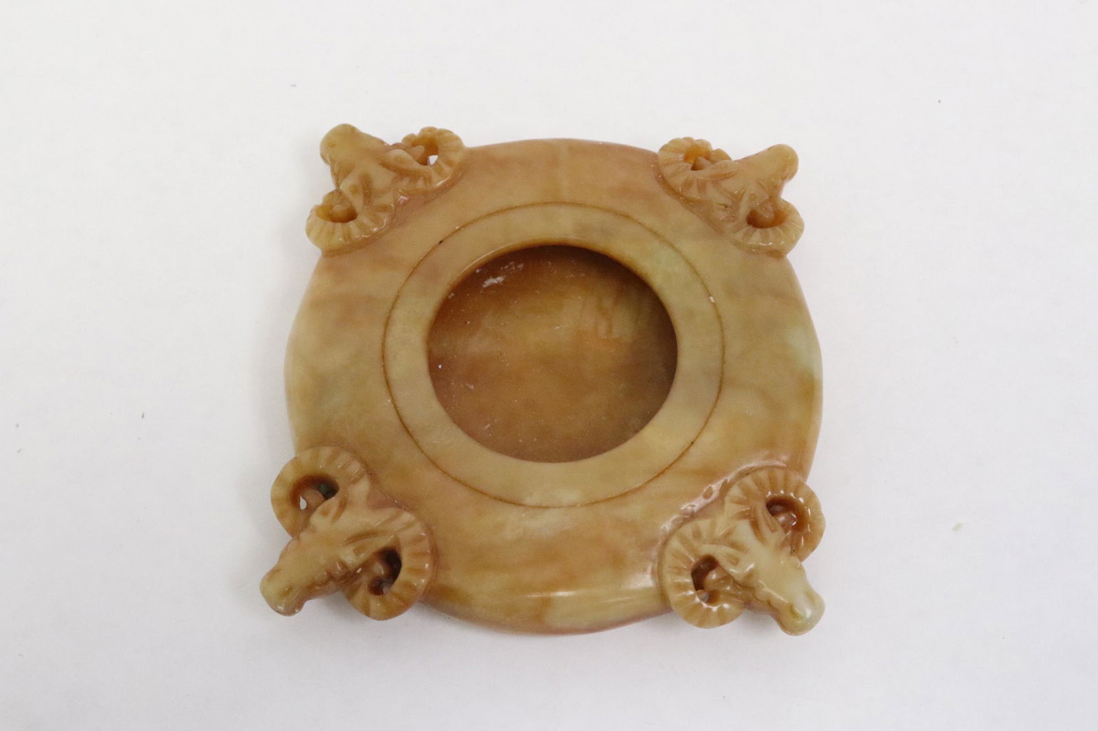 Chinese celadon jade carved small brush wash (1 of 8)