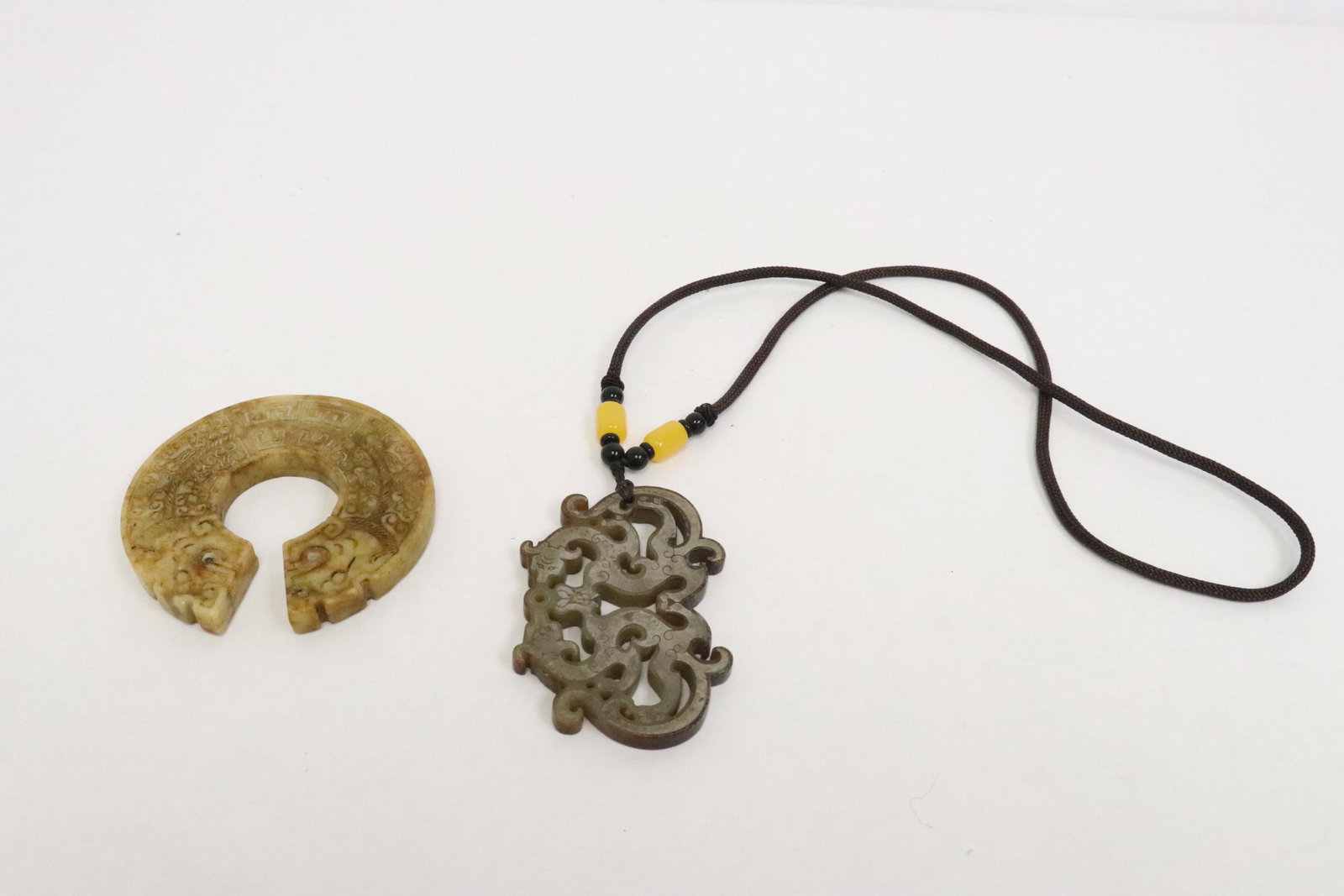 2 jade like stone carved ornaments (1 of 9)