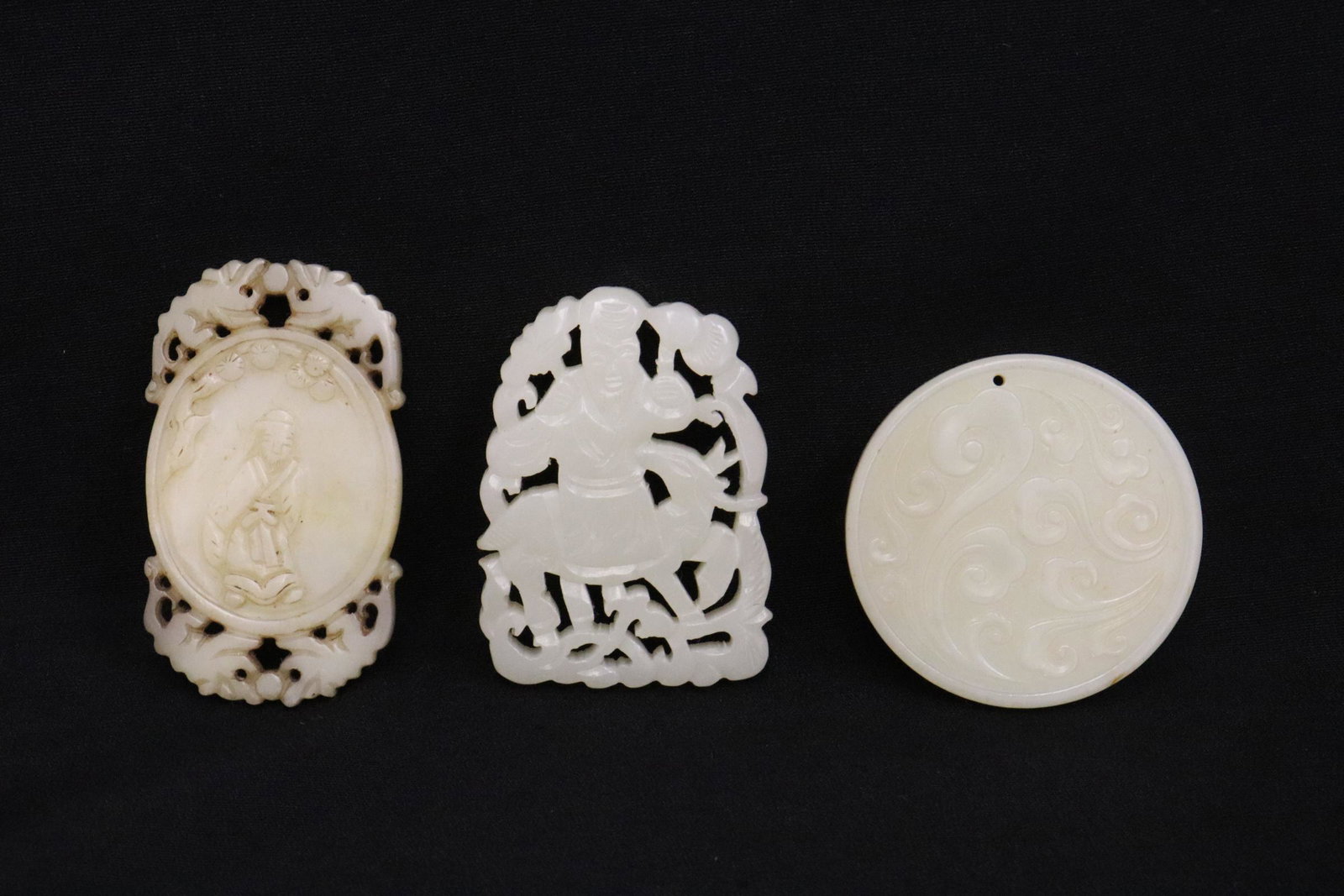 3 fine white jade carved plaques (1 of 10)