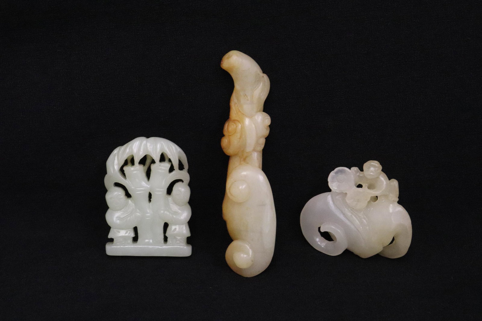 2 white jade and one celadon jade carvings (1 of 10)