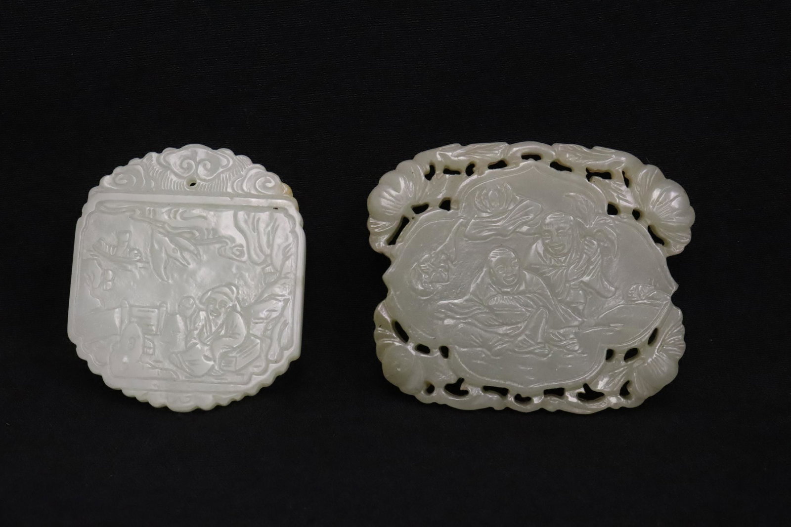 2 fine celadon jade carved plaques (1 of 11)