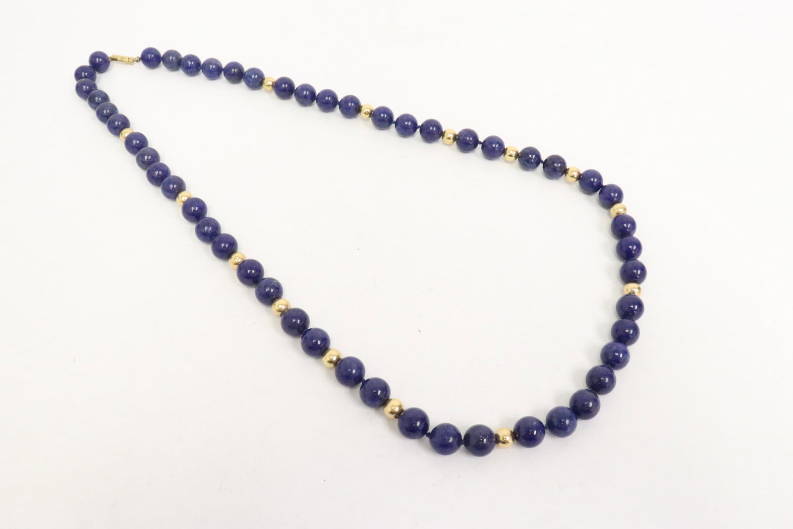 14K bead & lapis bead necklace with 14K clasp (1 of 9)