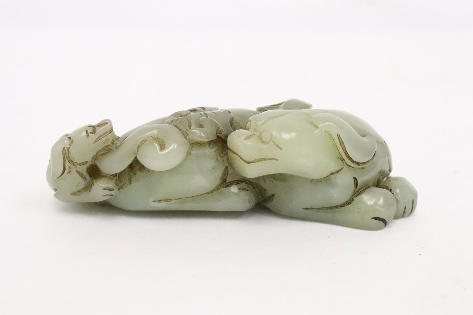 Fine celadon jade carved qilin (1 of 10)