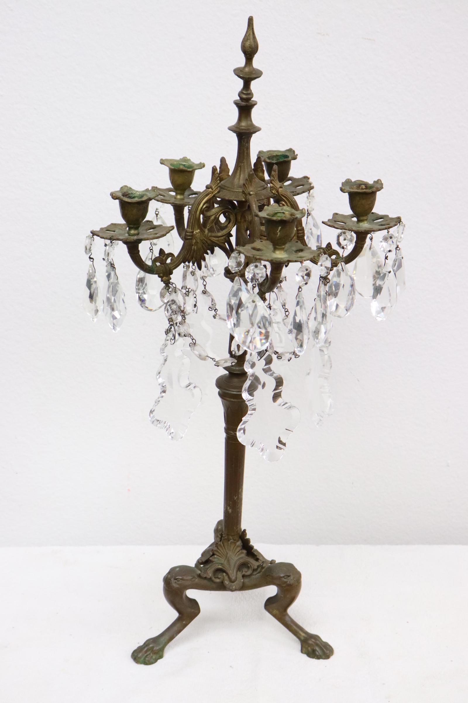 A French empire bronze and crystal girandole (1 of 9)
