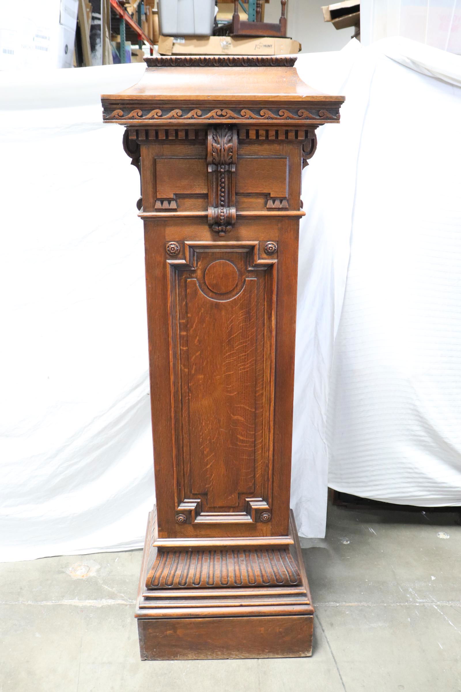 Unusually large French antique oak pedestal stand (1 of 11)