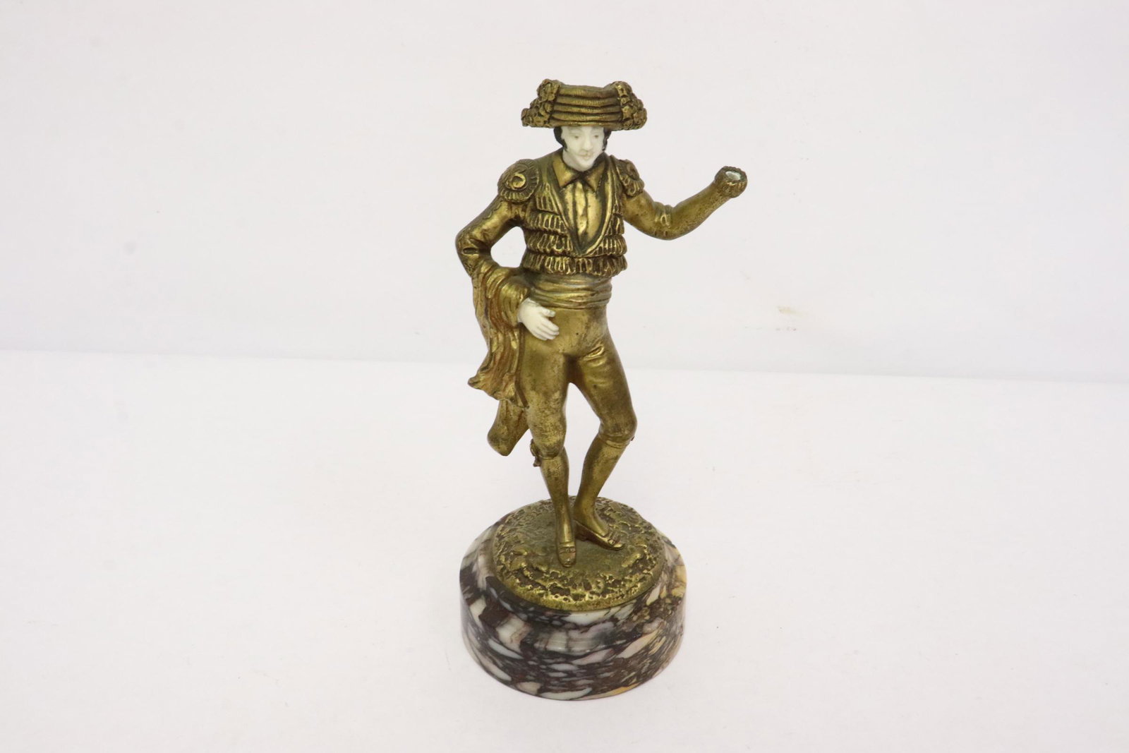 antique French gilt bronze sculpture on marble stand (1 of 8)