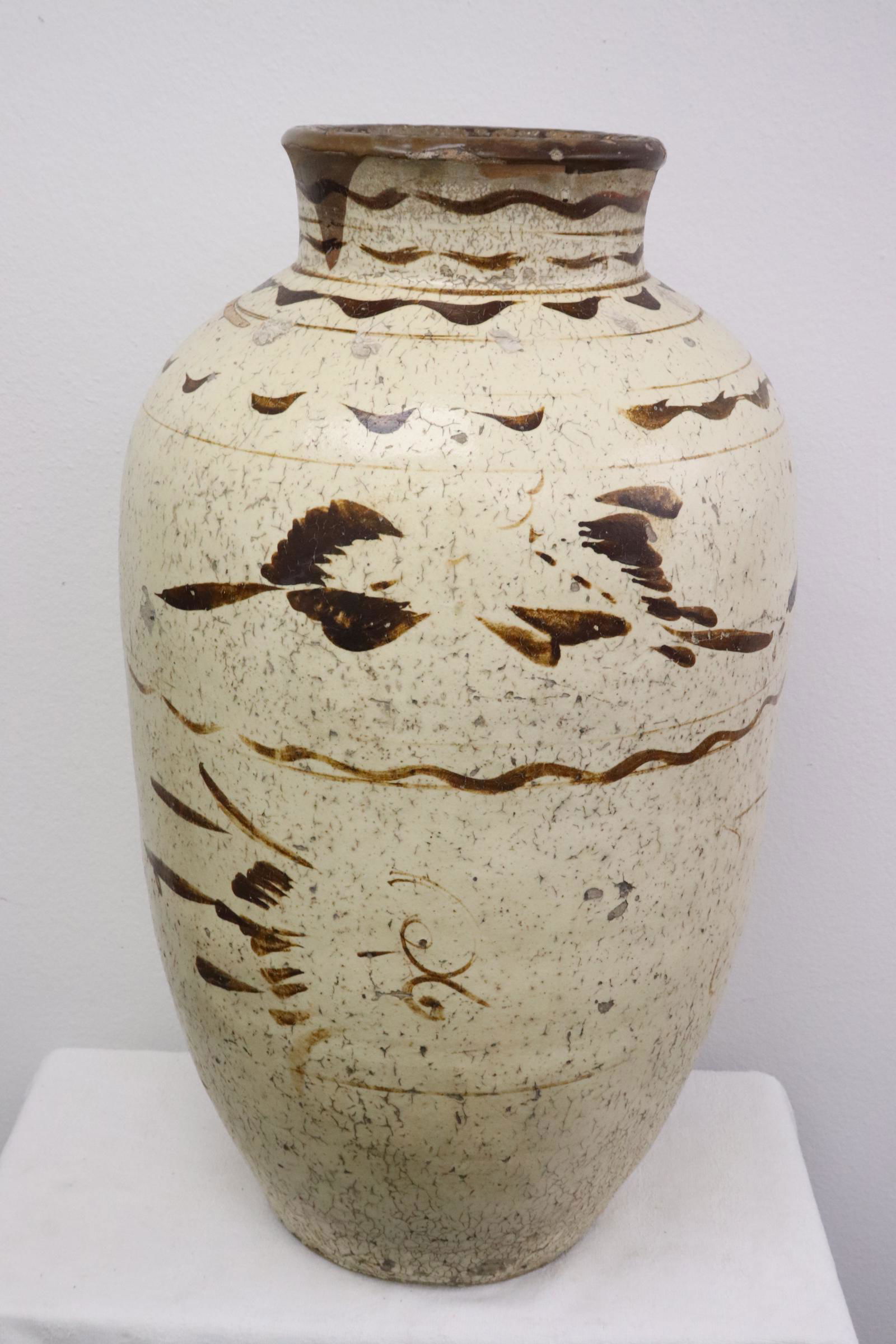 Large Chinese antique painted earthenware jar (1 of 11)