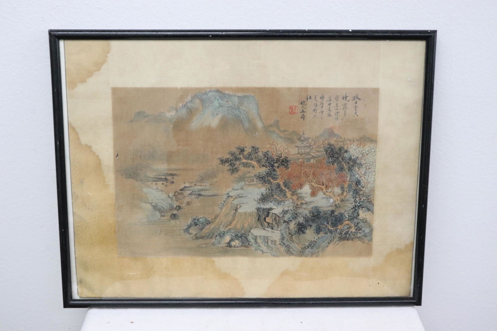 Chinese antique framed watercolor (1 of 8)