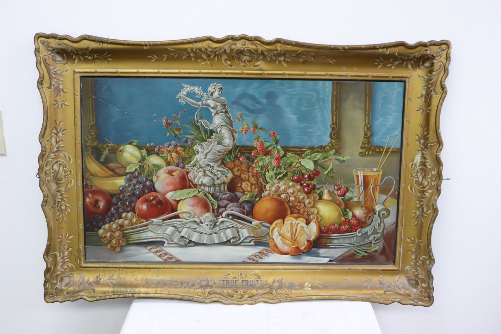 A large partial painted copper tole tray (1 of 10)