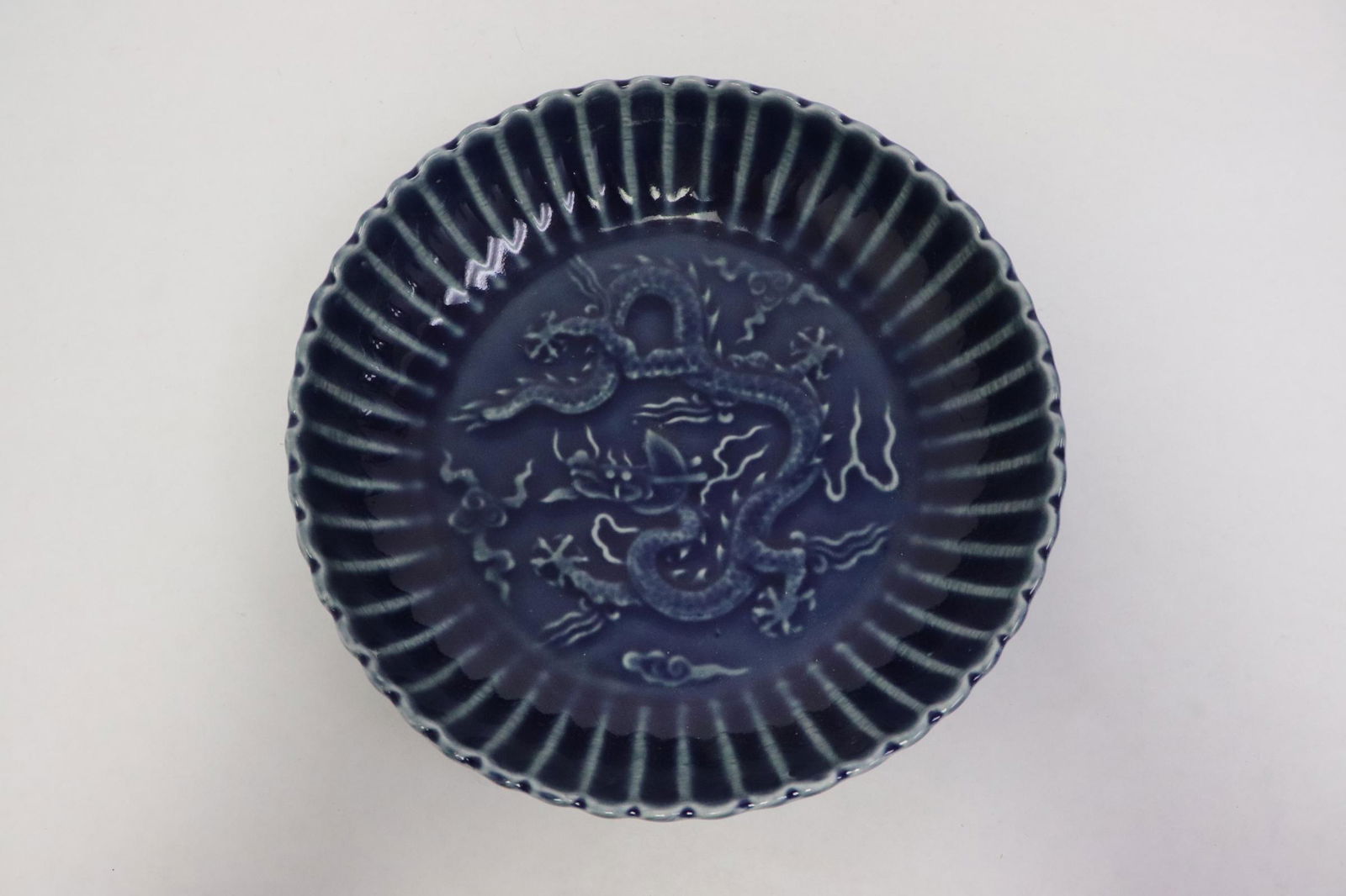 Chinese blue glazed porcelain plate (1 of 7)