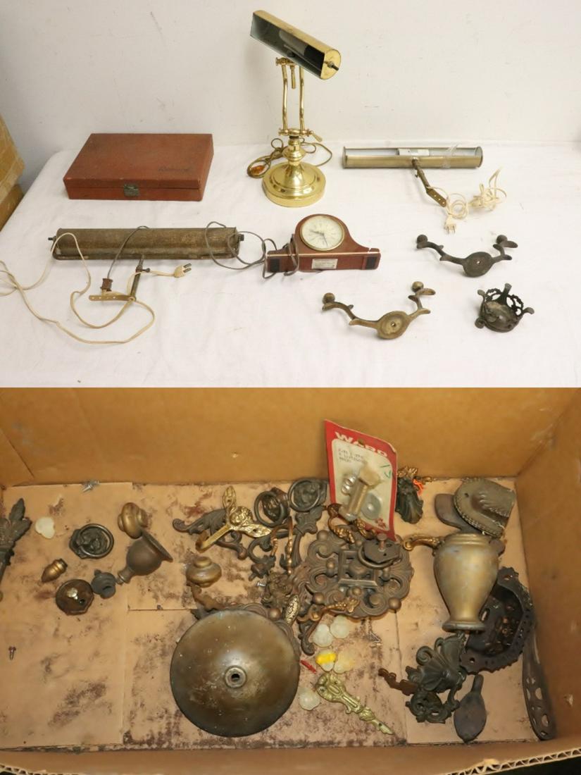 Lot of misc. brass pieces: Lot of misc. brass pieces; lamps (16"H), painting lamps, etc