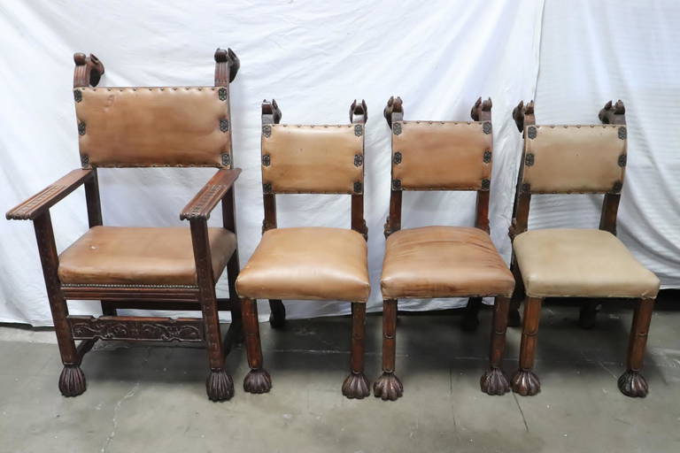 four 19th c. Italian carved wood chairs (0107) on Jul 11, 2022 International Auction Gallery