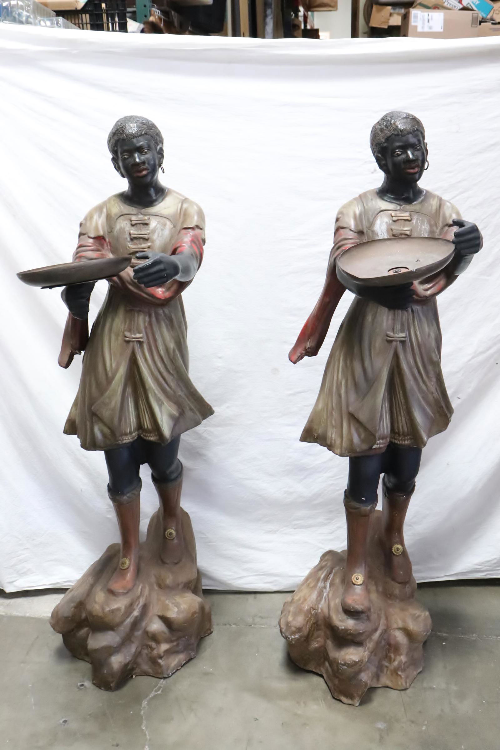 Pair large painted metal Venetian figures (1 of 11)