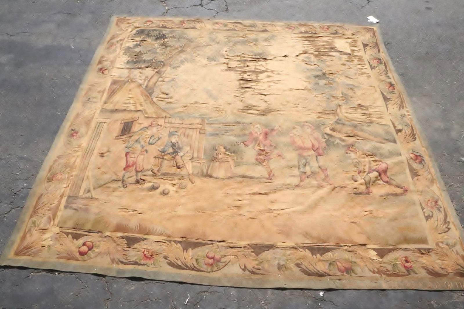 17th c. tapestry, marked "manufacture Royale Aubusson 1141" (1 of 13)