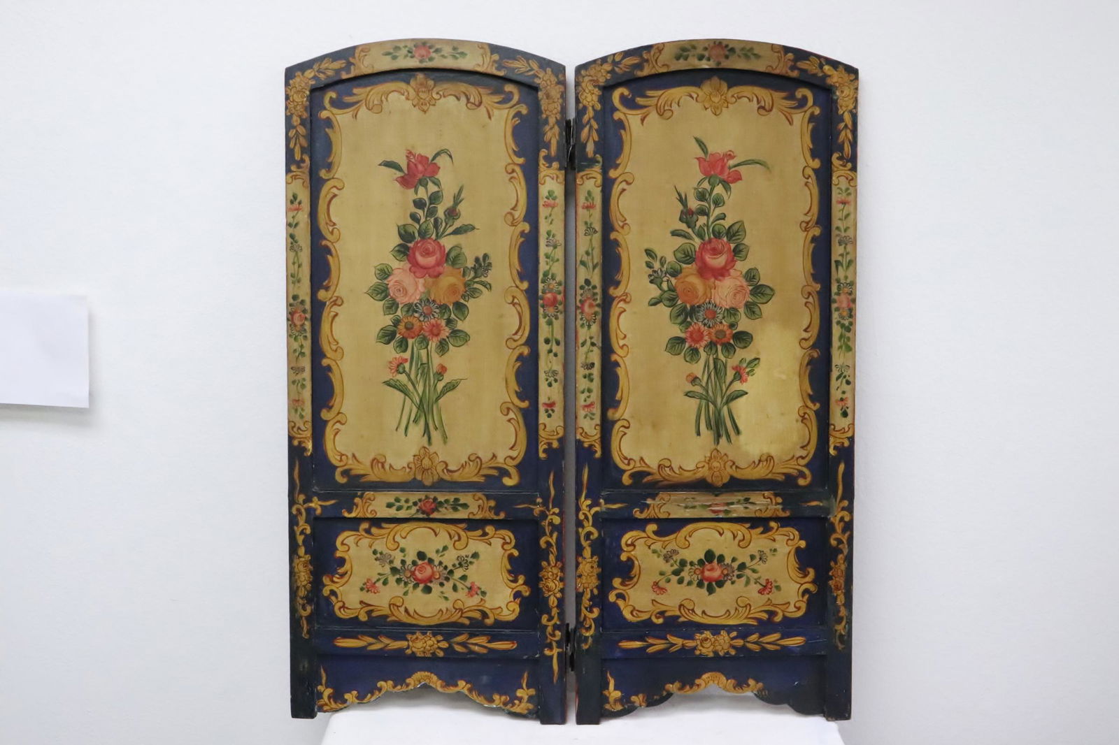 Venetian painted 2-panel miniature screen (1 of 8)