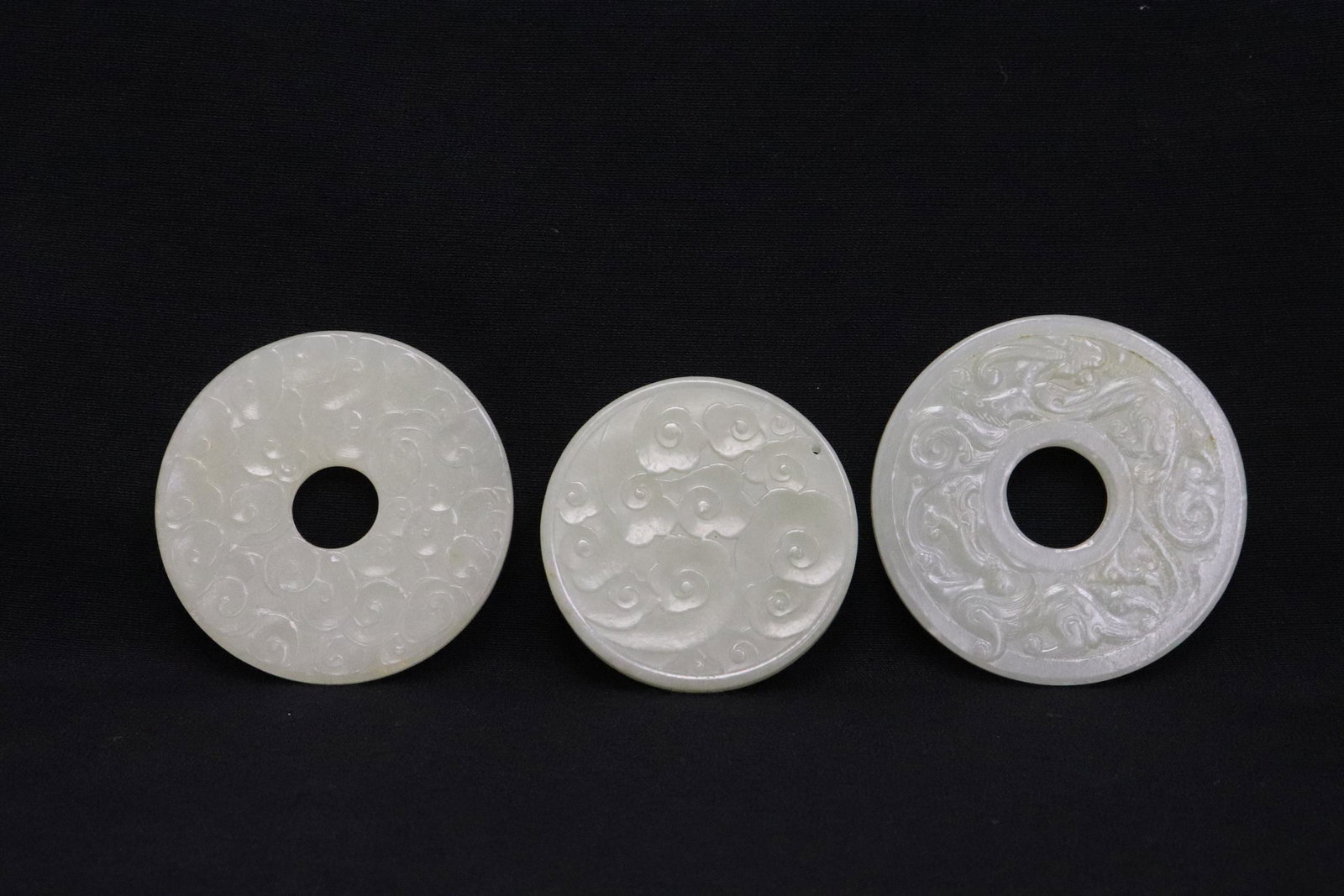 3 Chinese celadon jade carved discs (1 of 10)