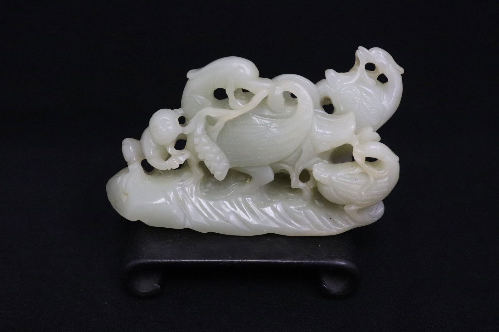 Chinese celadon jade carved monkey group (1 of 11)