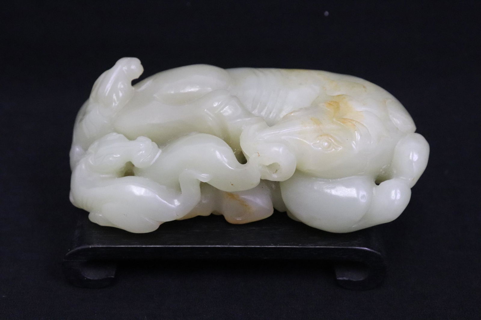 Large Chinese celadon jade carved horse group (1 of 9)