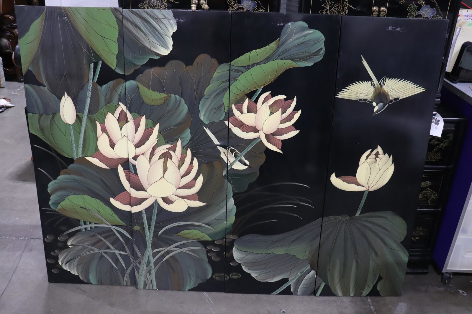 4 pieces Chinese lacquer wall panels (1 of 11)