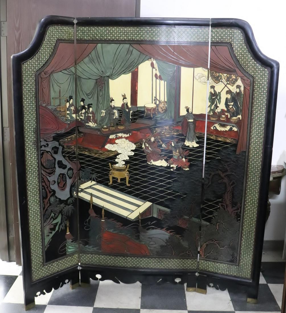 Chinese 3-panel coromandel room divider (1 of 11)