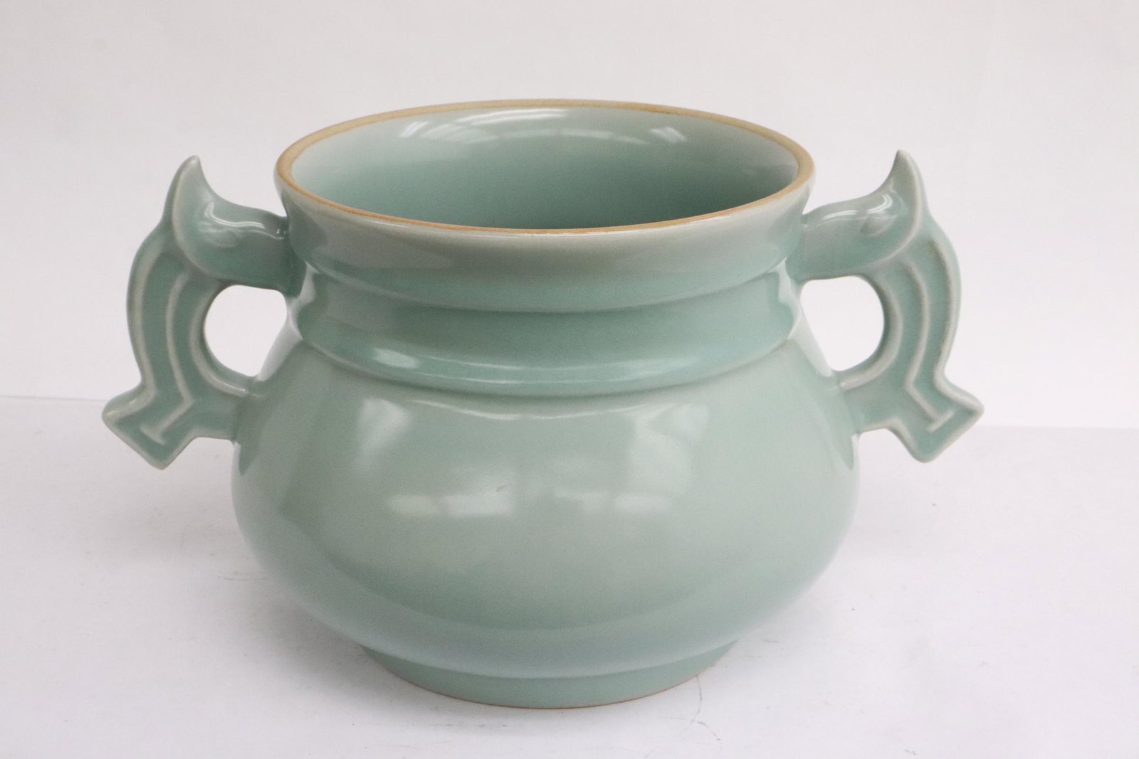 Large light celadon porcelain handled censer (1 of 10)