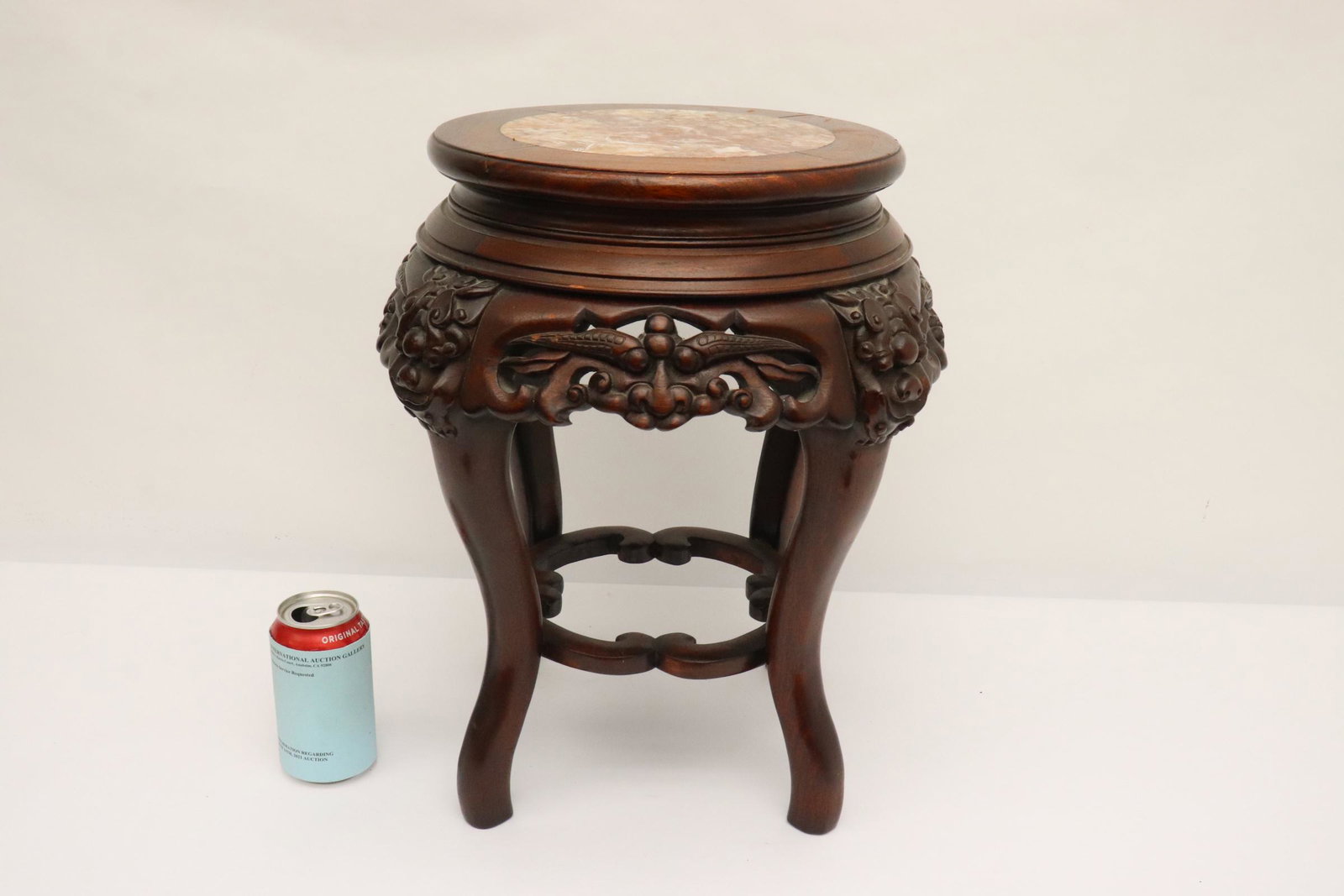 Chinese rosewood marble top pedestal stand (1 of 10)
