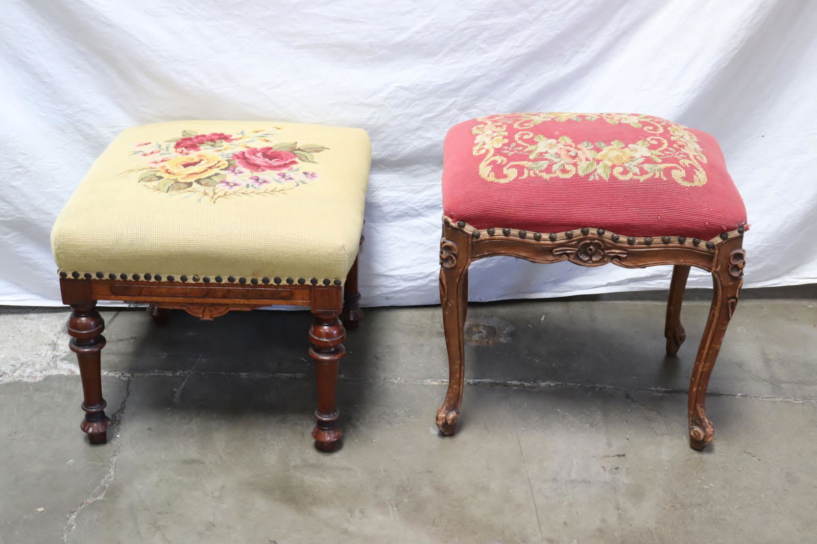 2 beautiful Victorian needle point tall stools (1 of 9)
