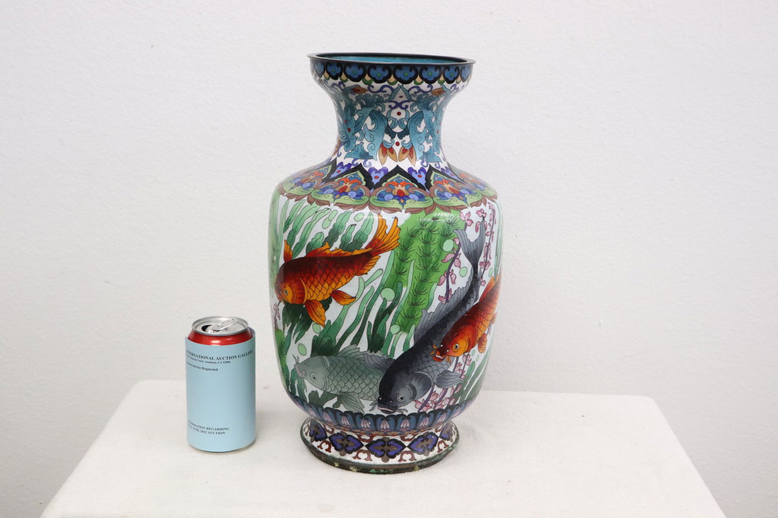 Chinese cloisonne jar decorated with fish scene (1 of 10)