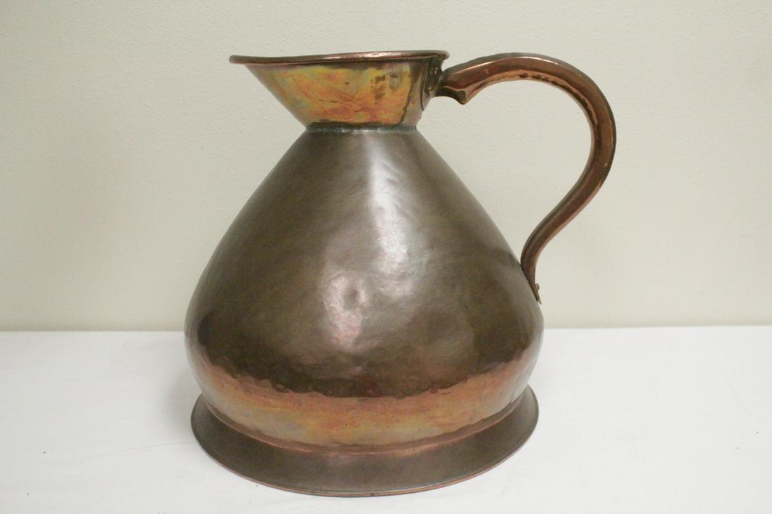 Large antique English copper handled jar w/ hallmark (1 of 10)