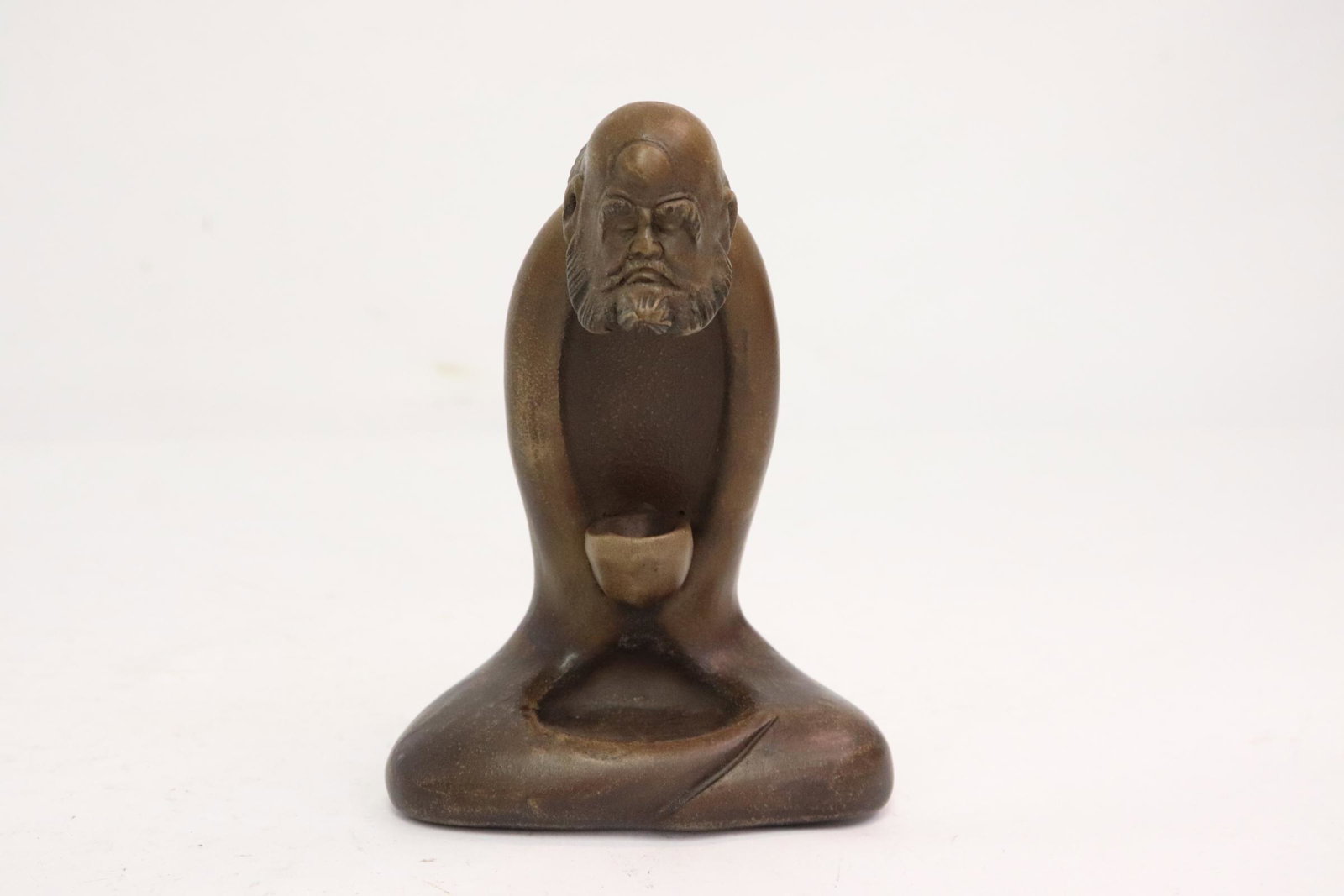 Interesting Yixing clay carved Lohan: Interesting Yixing clay carved Lohan, 4.9"H