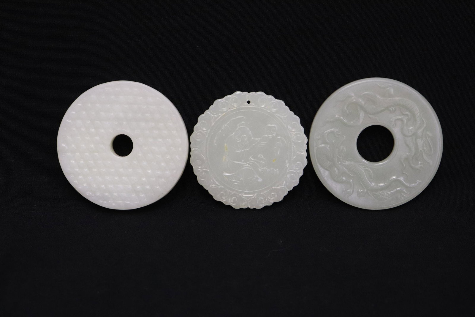 3 Chinese jade carved discs (1 of 10)
