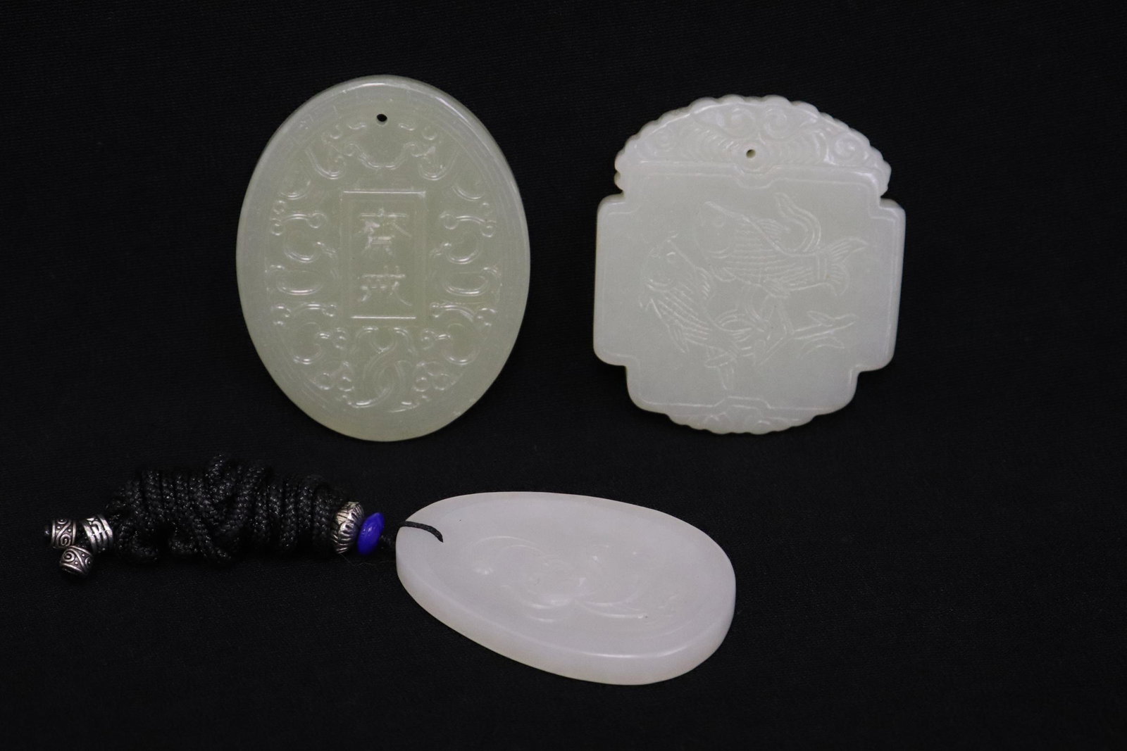 3 Chinese jade carved plaques (1 of 10)