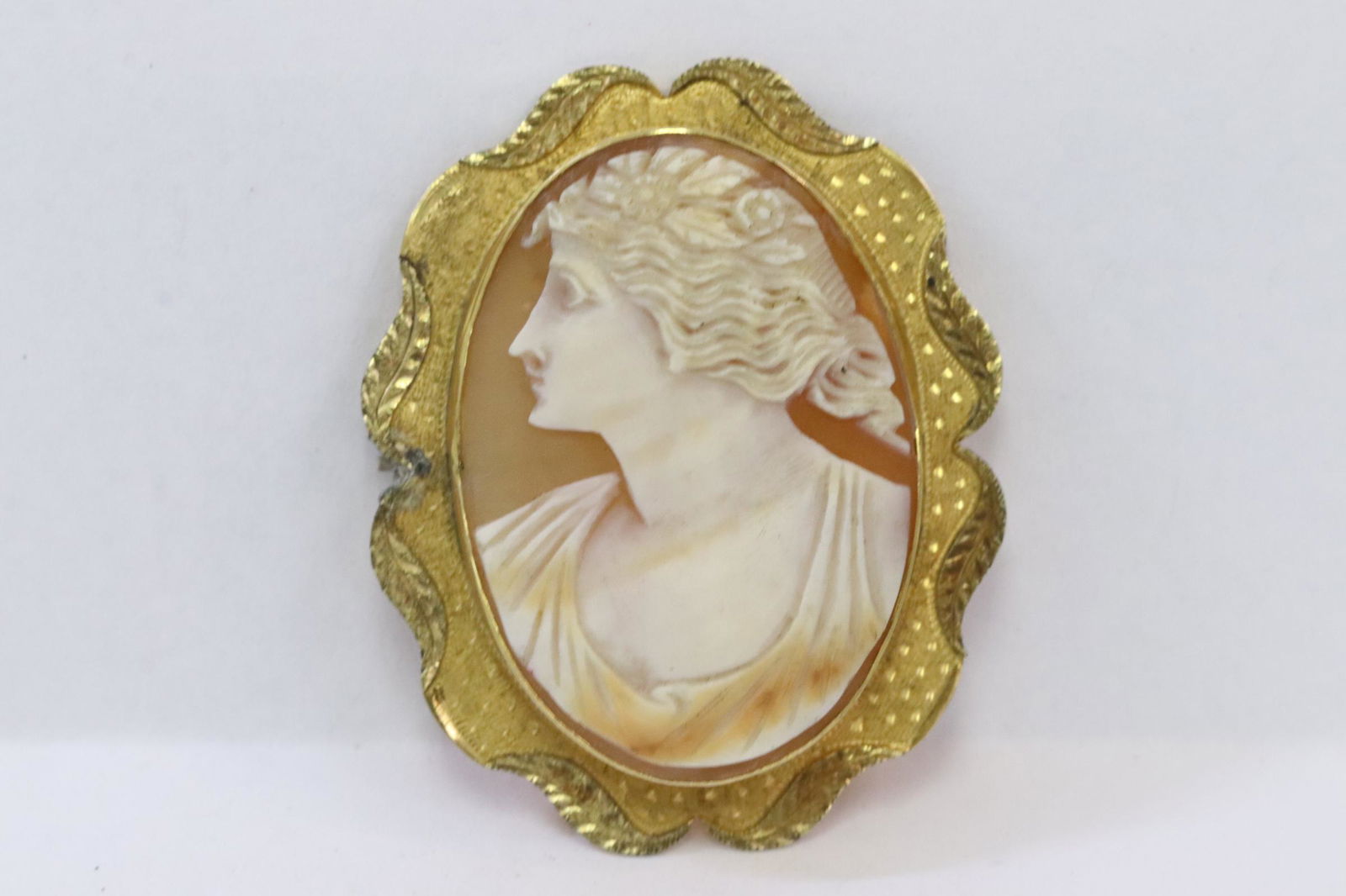 Fine Victorian 9K Y/G framed shell cameo brooch (1 of 10)