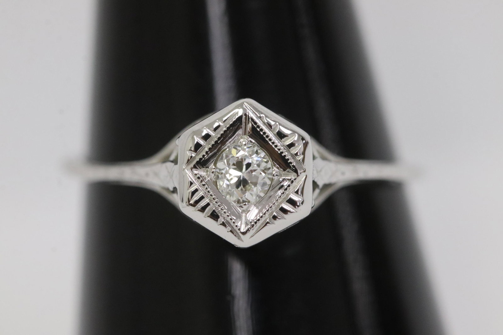 Victorian 14K W/G diamond ring (1 of 9)