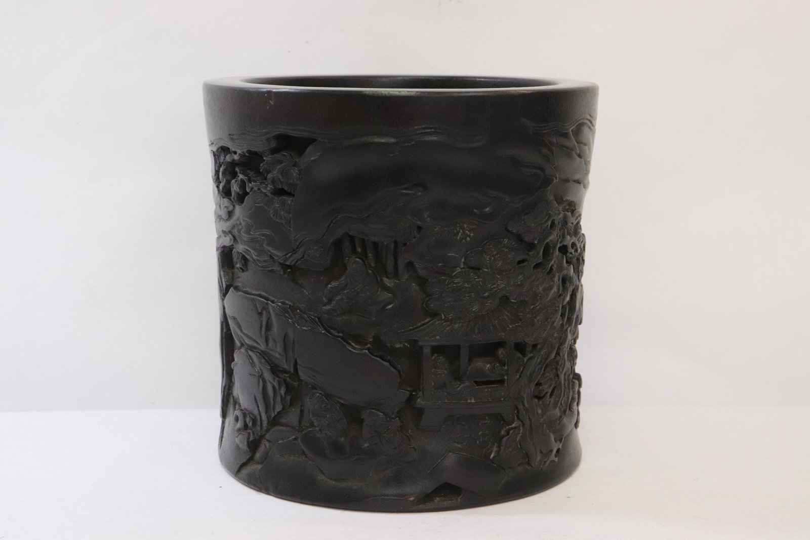 Fine wood carved brush holder (1 of 10)