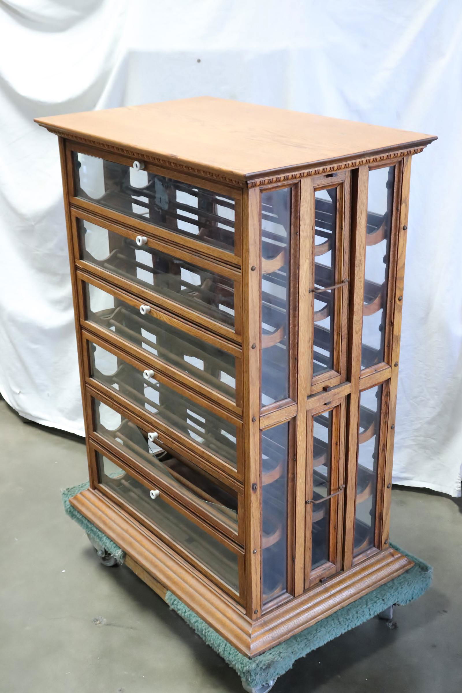 Very unusual Victorian oak ribbon cabinet (1 of 13)