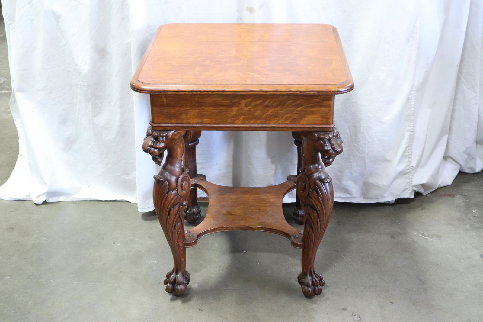 Victorian tiger oak square parlor table (1 of 10)