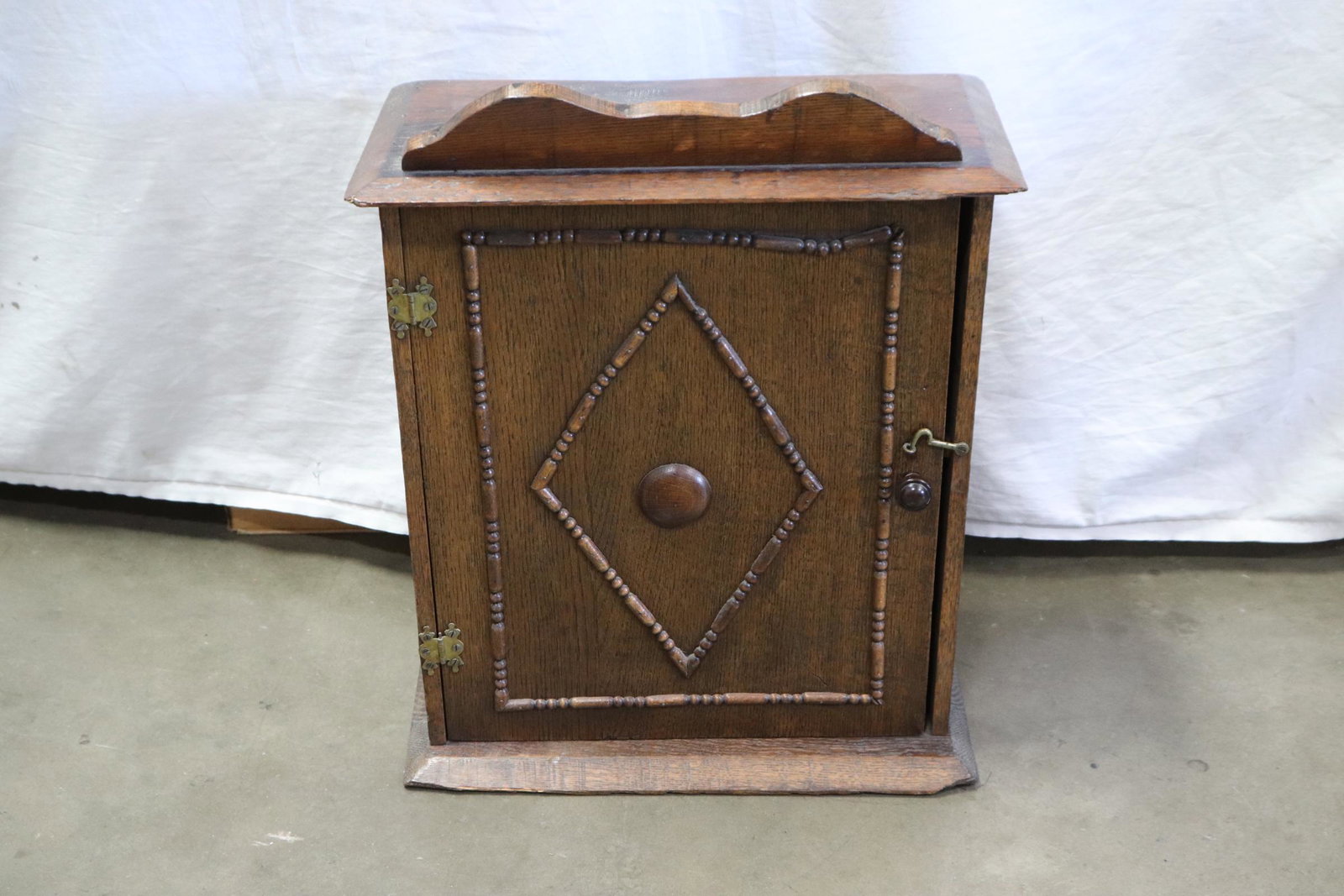 Victorian oak book cabinet with leather bound books (1 of 8)