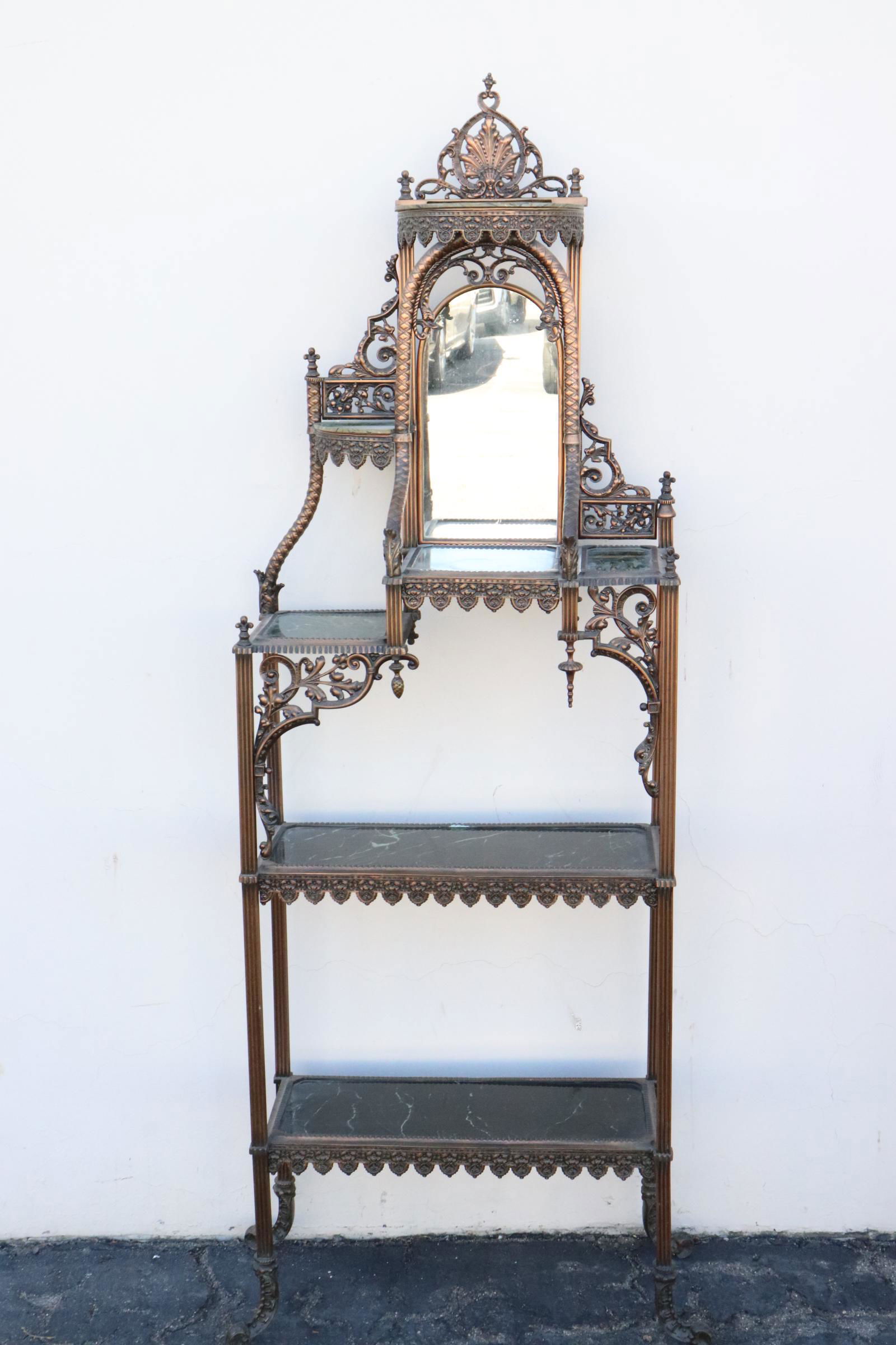 Unusual Victorian copper/ brass display shelf (1 of 12)