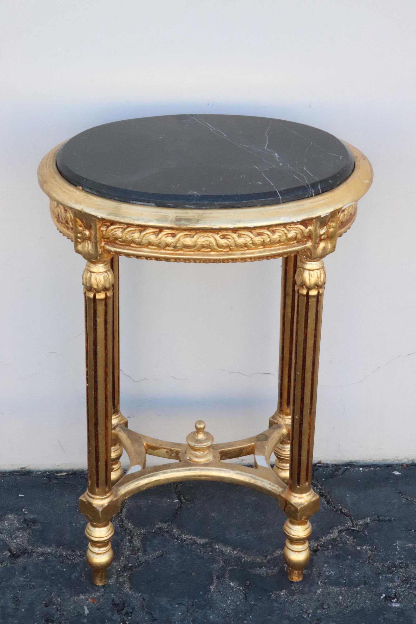French marble top gilt wood side table (1 of 8)