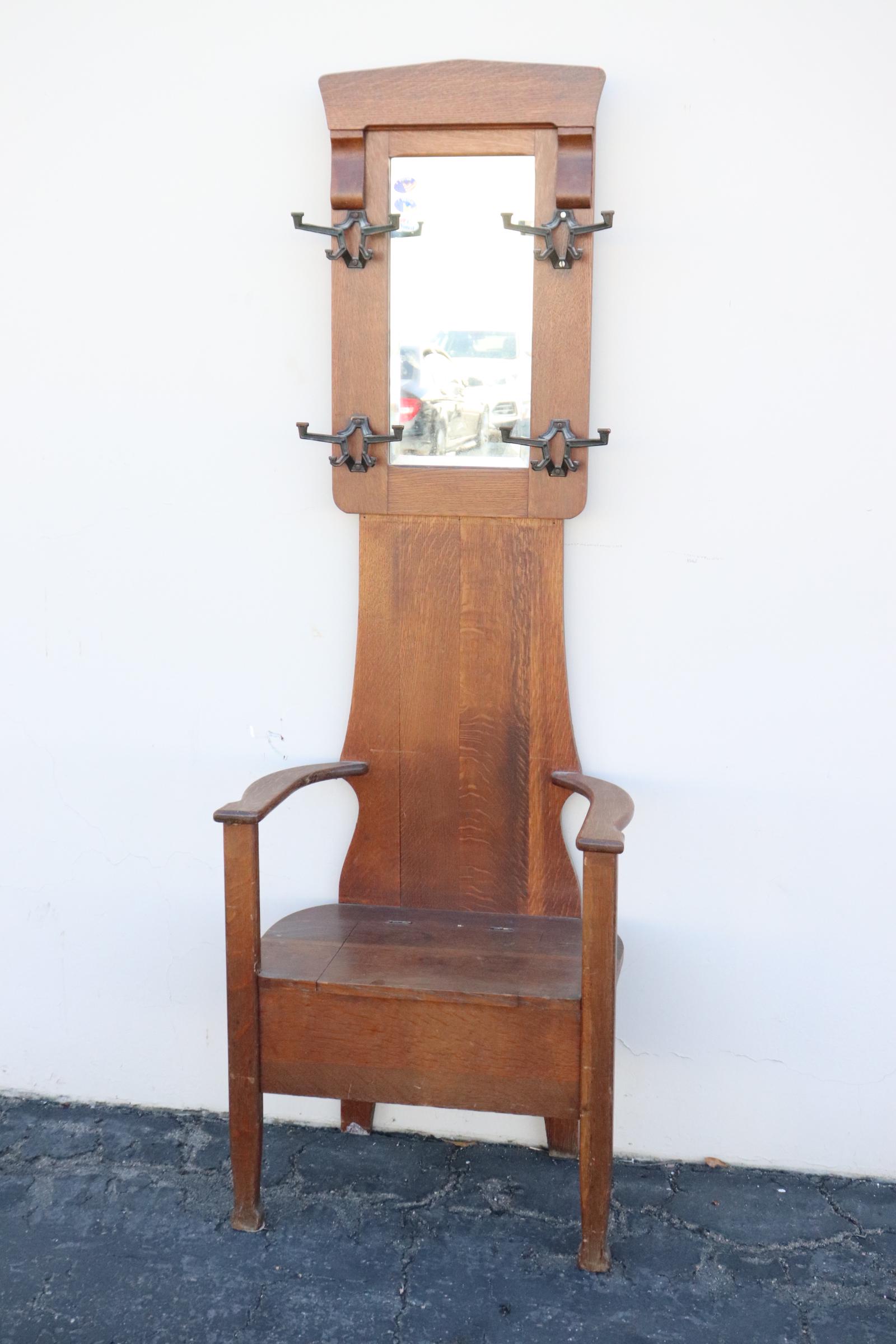 Victorian tiger oak hall tree (1 of 11)