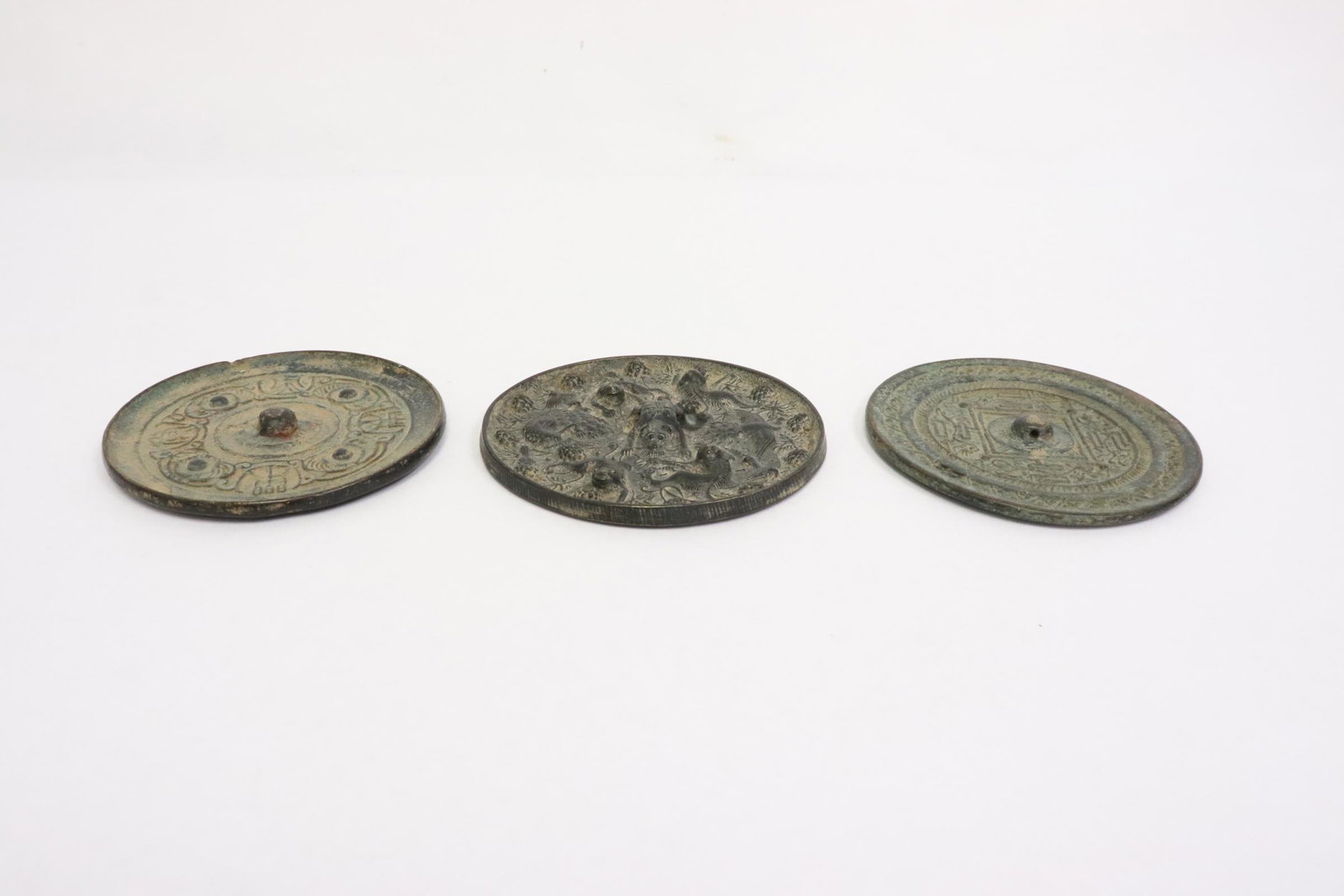 3 Chinese bronze mirrors (1 of 10)