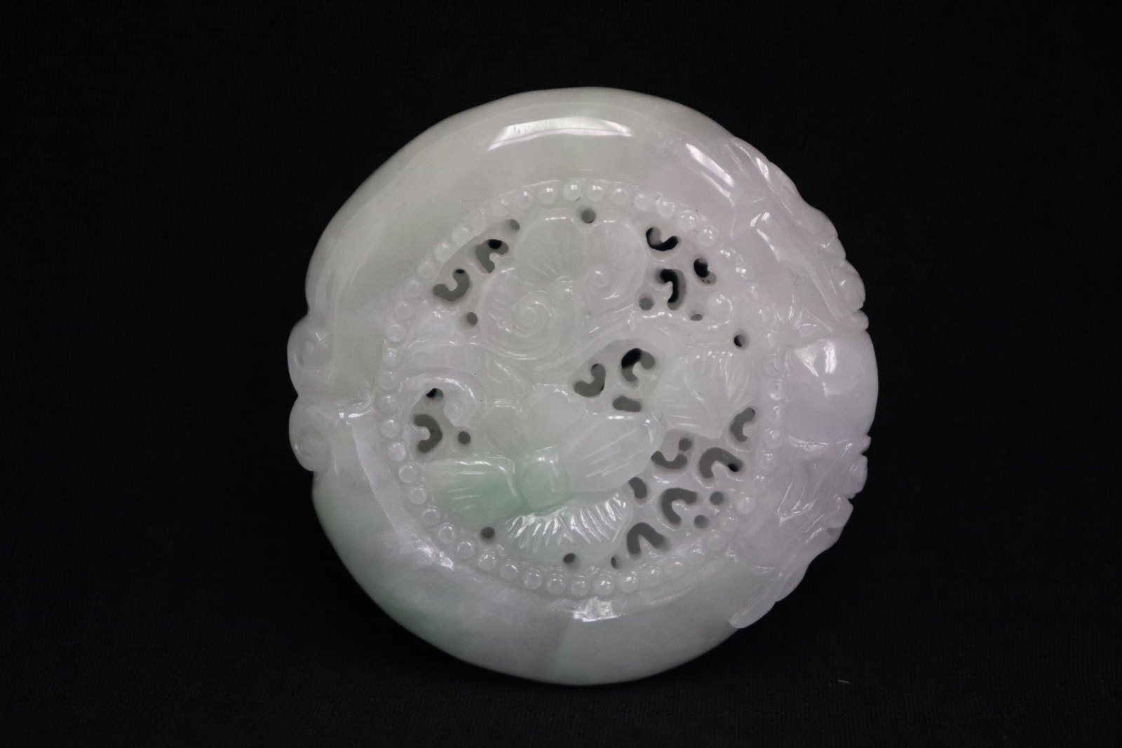 Fine translucent jadeite carved round ornament (1 of 9)