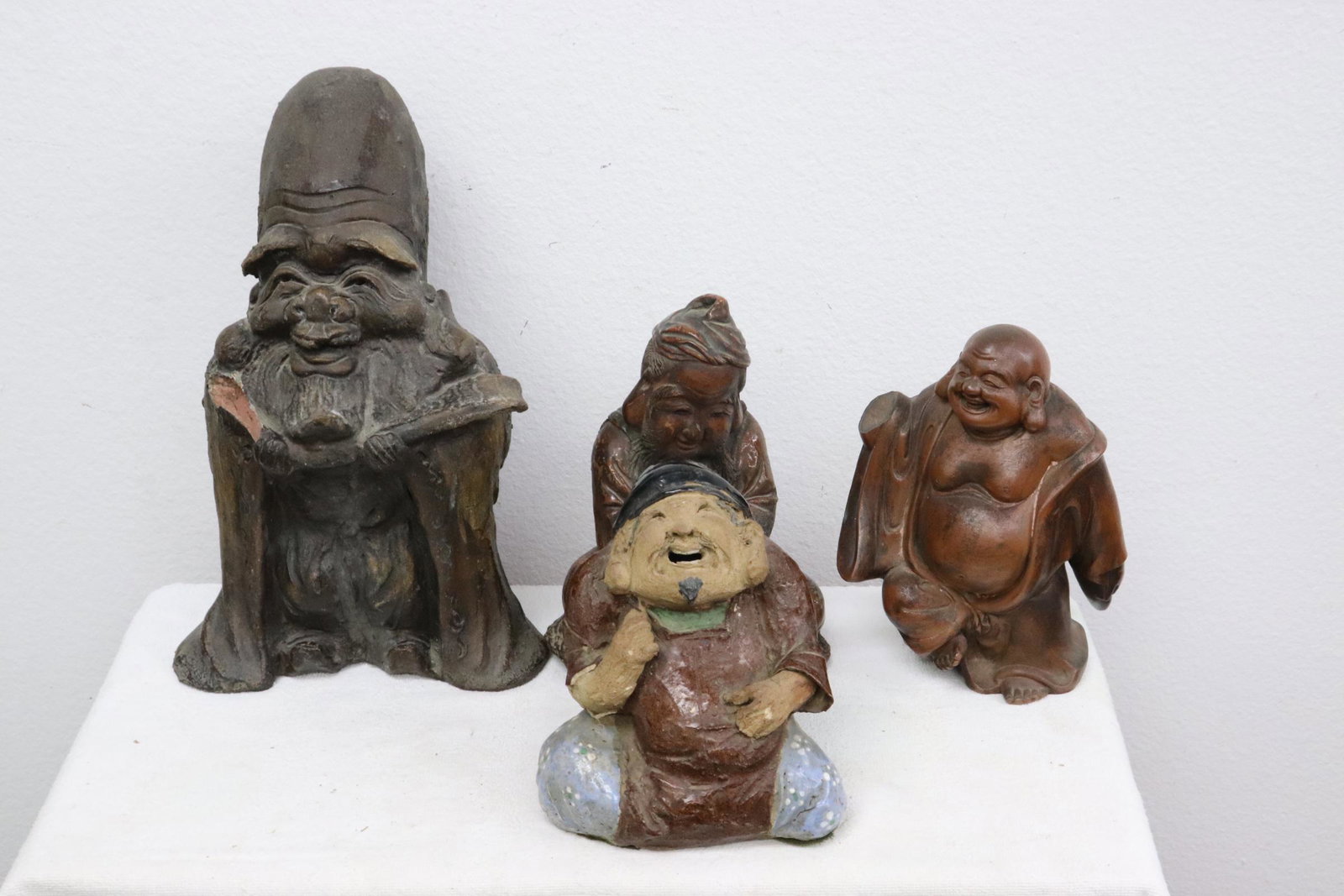 4 large antique Japanese earthenware deities (1 of 10)