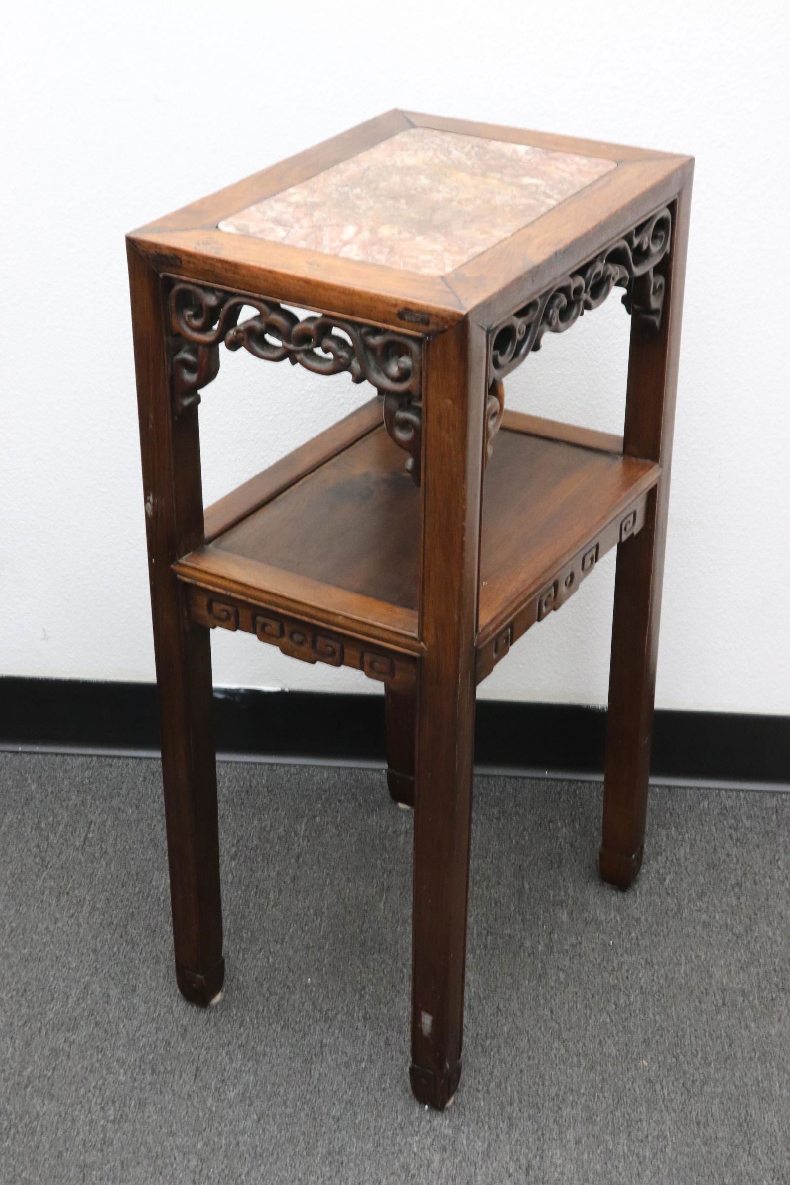 Antique Chinese rosewood marble top side table (1 of 8)