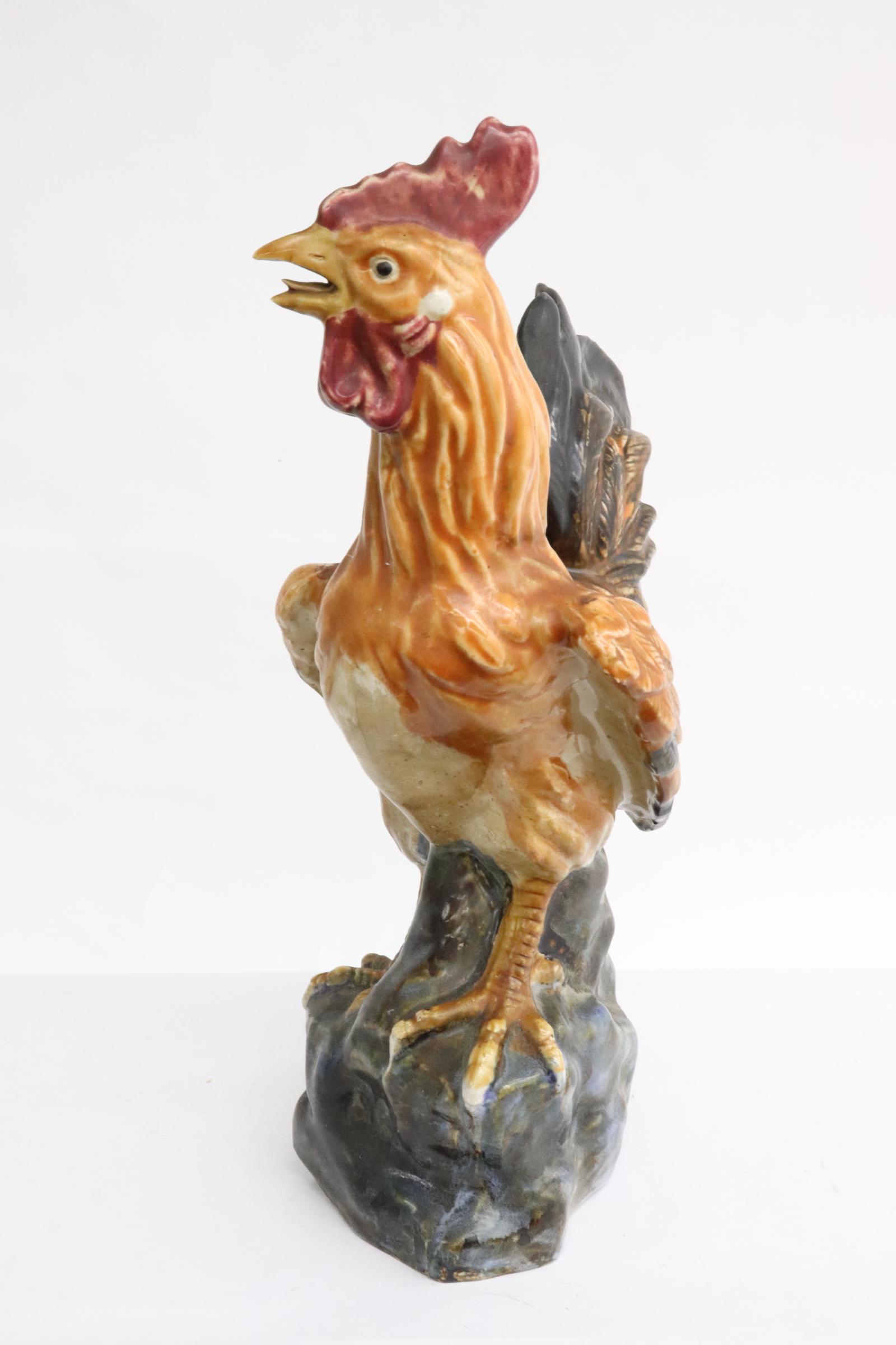 Chinese earthenware sculpture of chicken: Chinese earthenware sculpture of chicken, 13.3"H