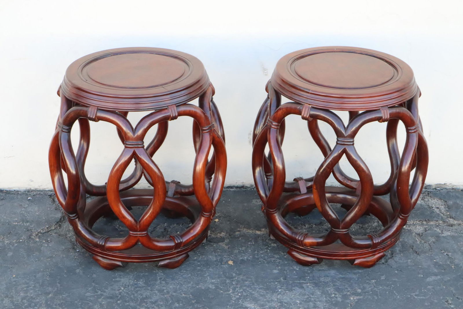 Pair Chinese rosewood drum stools (1 of 9)